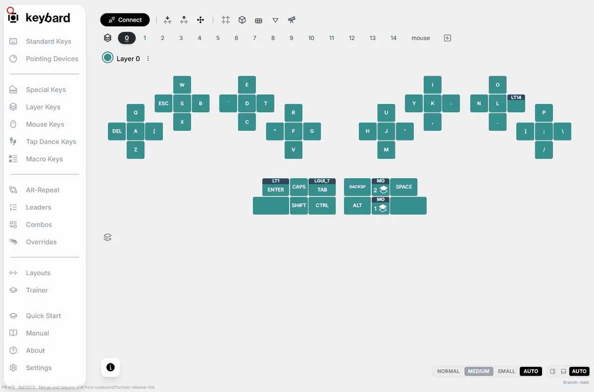 Enabling a combo with A and B as inputs and Escape as the output.
