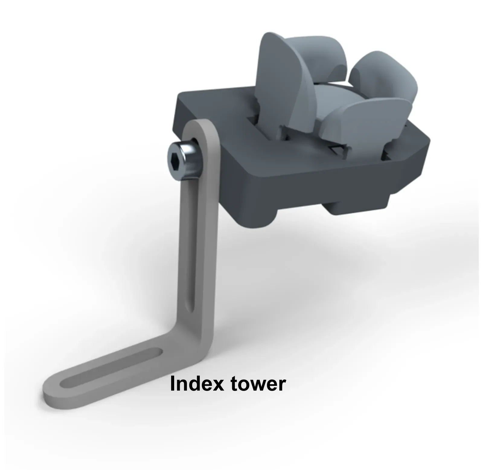 An index tower screwed to a finger cluster.